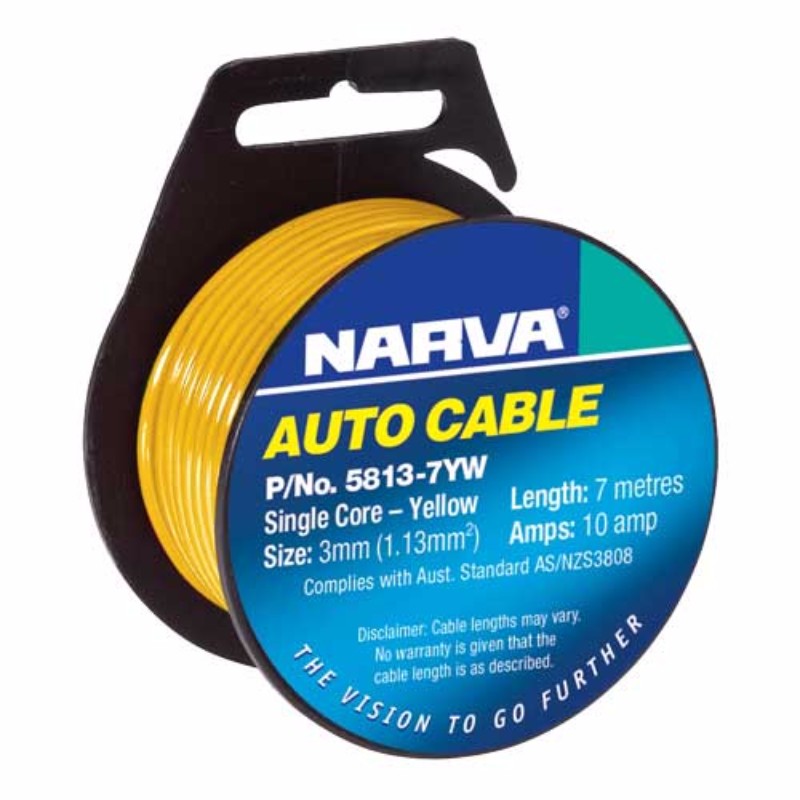 Narva - Cable Single 3.0 10amp 7m Yw