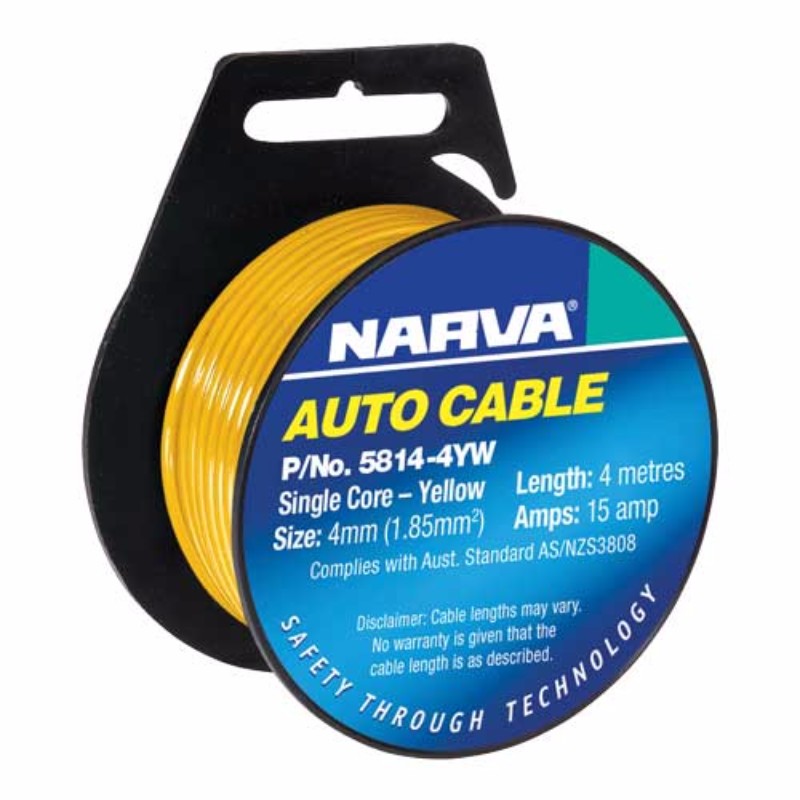 Narva - CABLE SINGLE CORE 4mm 4M YELLOW