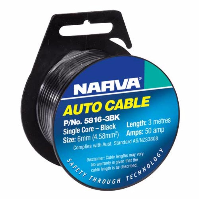 Narva - Single Core 6mm 50a 3m Black