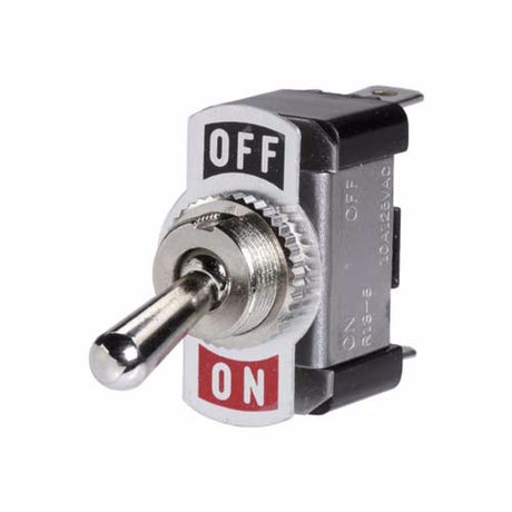 Durable Narva Off/On Metal Toggle Switch for automotive and marine use with 20A rating, screw terminals, and sleek design.