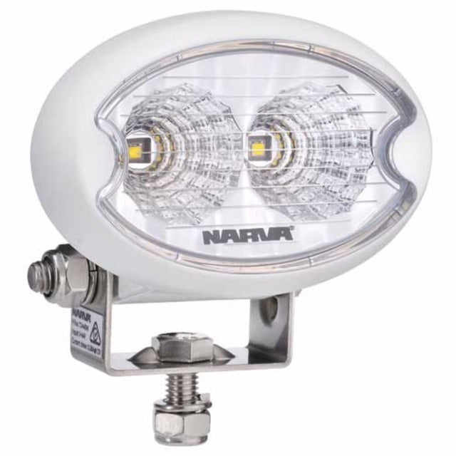 Compact Narva marine LED work lamp with 900 lumens, IP66 sealed for durability, ideal for boats and harsh conditions.