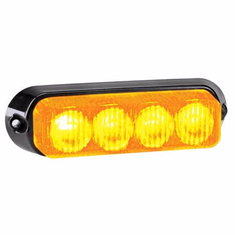 Narva High Powered LED Warning Light in amber with four 1-watt LEDs and customizable flash patterns for enhanced visibility.