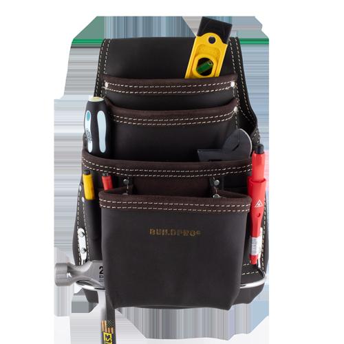 BUILDPRO Oil Tanned Leather Nail Bag