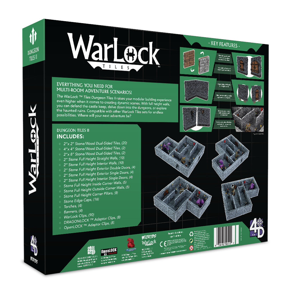 WarLock Tiles Dungeon Tiles II Full Height Stone Walls - Gaming Accessory