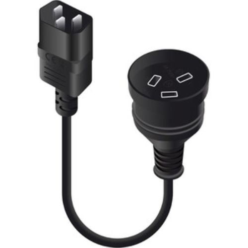 Alogic 15cm black power cord with IEC C14 connector, ideal for computers, servers, and UPS in Australia.