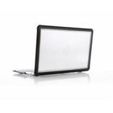 Stylish black polycarbonate case for 13-inch MacBook Air, offering durable protection and light access to all ports.