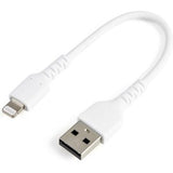 Durable 6-Inch USB-A to Lightning Fast Charging Cable for iPhone, iPad & AirPods - White