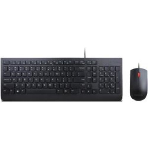 Lenovo Essential Wired Keyboard and Mouse Combo - Durable, Ergonomic, Black - USB Plug and Play