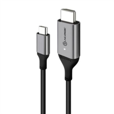 Alogic USB-C to HDMI Cable 2M in space grey, 4K 60Hz for seamless audio/video transfer to monitors, TVs, and projectors.