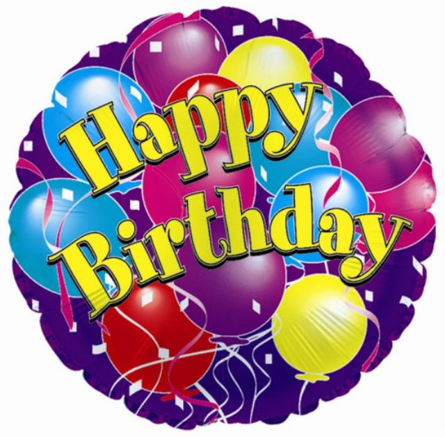 Vibrant 17-inch foil birthday balloons, perfect for lively celebrations and lasting decor at any birthday party.