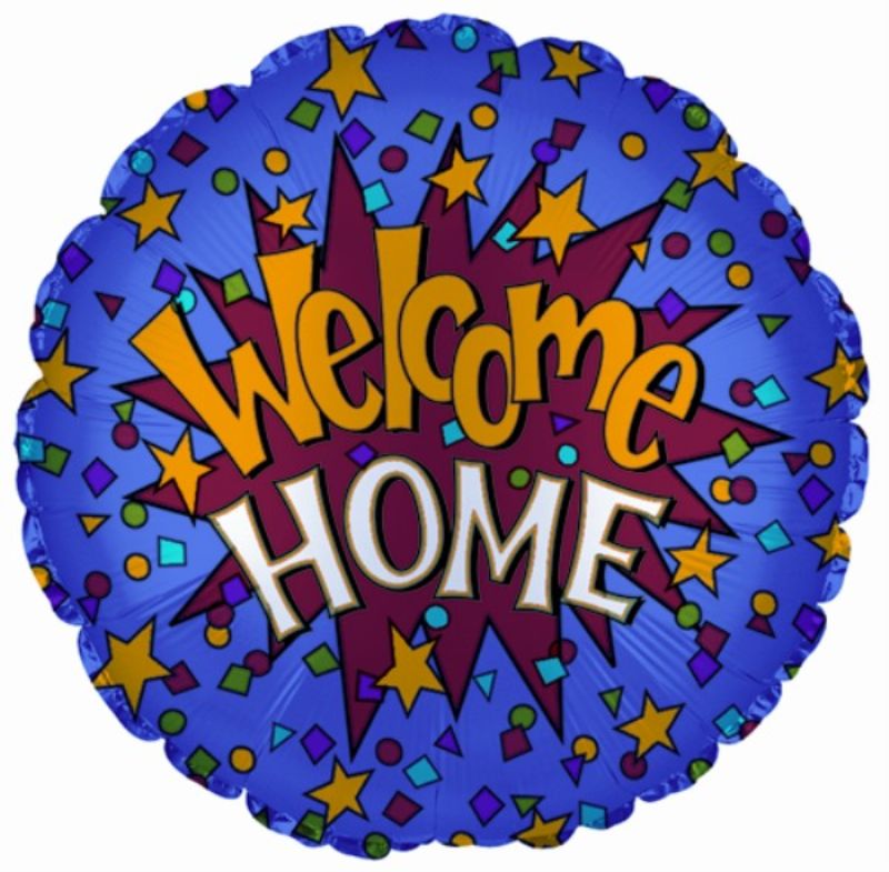 17-inch foil helium balloon with 'Welcome Home' design, perfect for celebrating homecomings and joyful gatherings.