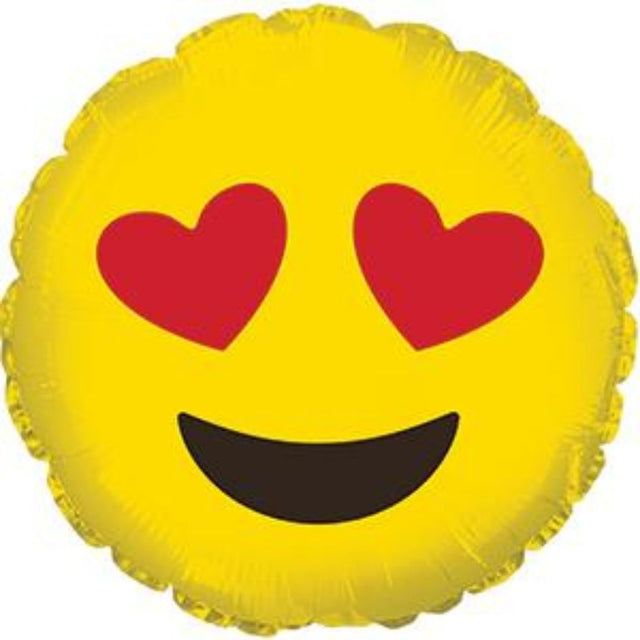 17-inch foil helium balloon with heart eyes, perfect for romantic celebrations like Valentine's Day or anniversaries.