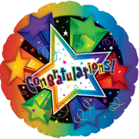 Vibrant 9-inch air-filled balloon with 3D star patterns, perfect for celebrating achievements and festive occasions.