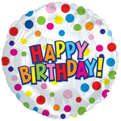Vibrant 9-inch air-filled balloon with 'Happy Birthday' design, perfect for festive birthday celebrations.