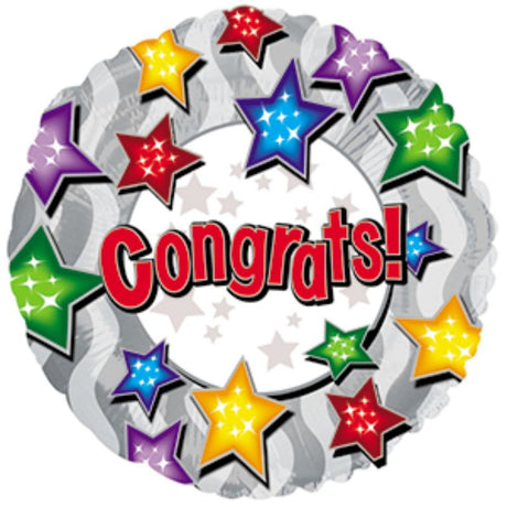 Vibrant 9-inch air-filled balloon with star design, perfect for congratulatory celebrations and milestones.