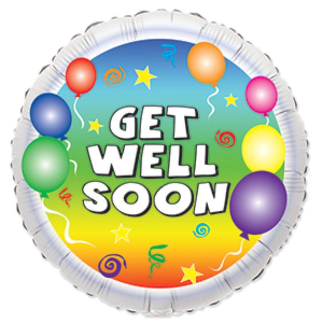 Bright and cheerful 9-inch air-filled Get Well balloons, perfect for uplifting recovery celebrations.