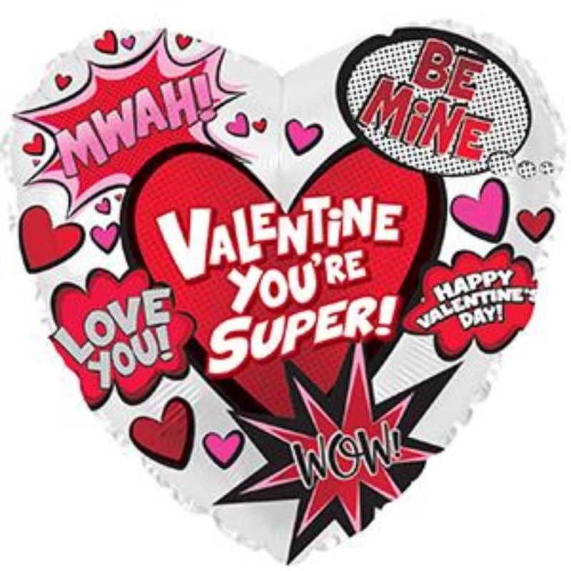 Vibrant 17-inch Super Valentines Day Graphic Superloon Balloon, perfect for romantic celebrations and parties.