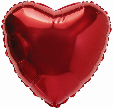 Red heart-shaped air-filled balloon, 9 inches, ideal for romantic occasions and celebrations.