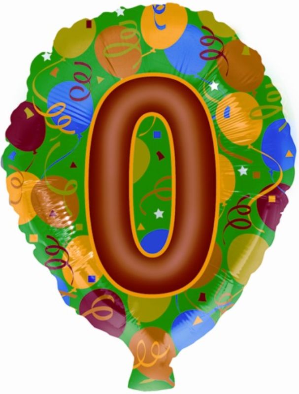 17-inch Number 0 foil helium balloon, ideal for parties and celebrations, vibrant, durable, and festive decoration.