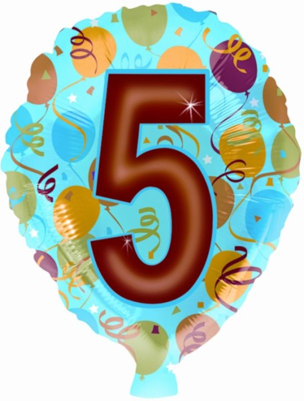 Vibrant 17-inch Number 5 latex foil balloon perfect for birthdays and anniversaries, designed to float with helium.