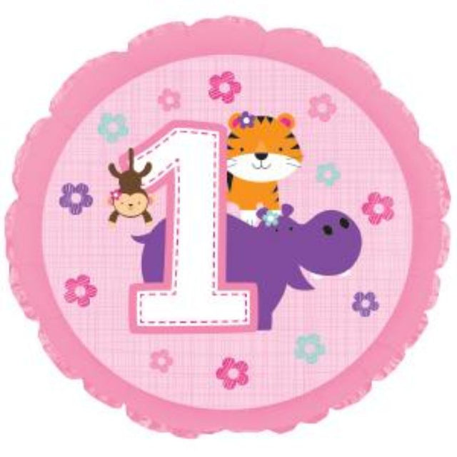 Vibrant 17-inch foil balloon with 'One is Fun' message, perfect for birthdays and celebrations.