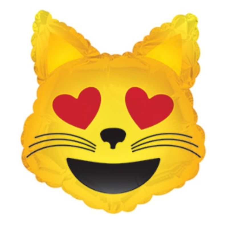 9-inch air-filled balloon featuring an adorable emoticon cat with heart eyes, perfect for parties and celebrations.