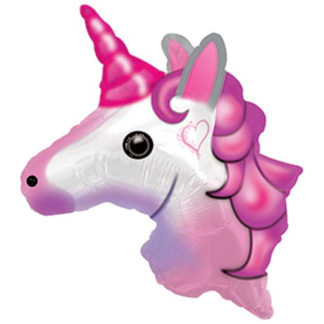 10-inch air-filled emoticon unicorn balloon, perfect for parties and celebrations, featuring vibrant colors and whimsical design.