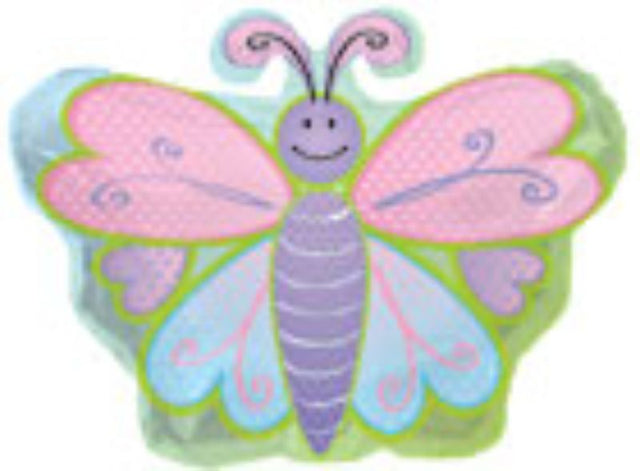 Vibrant 12-inch butterfly balloon with polka dots, perfect for celebrations and easy indoor/outdoor decoration.