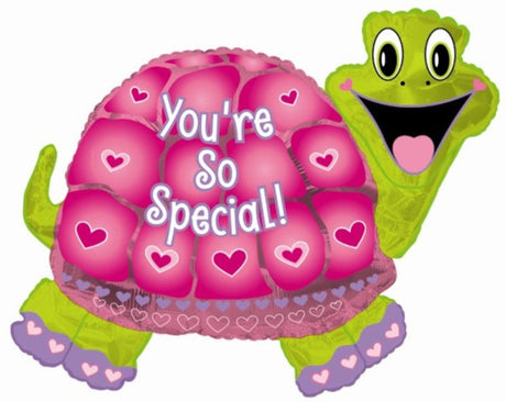 Vibrant 12-inch air-filled balloon featuring a cheerful turtle design, perfect for celebrations and easy display with cup and stick.