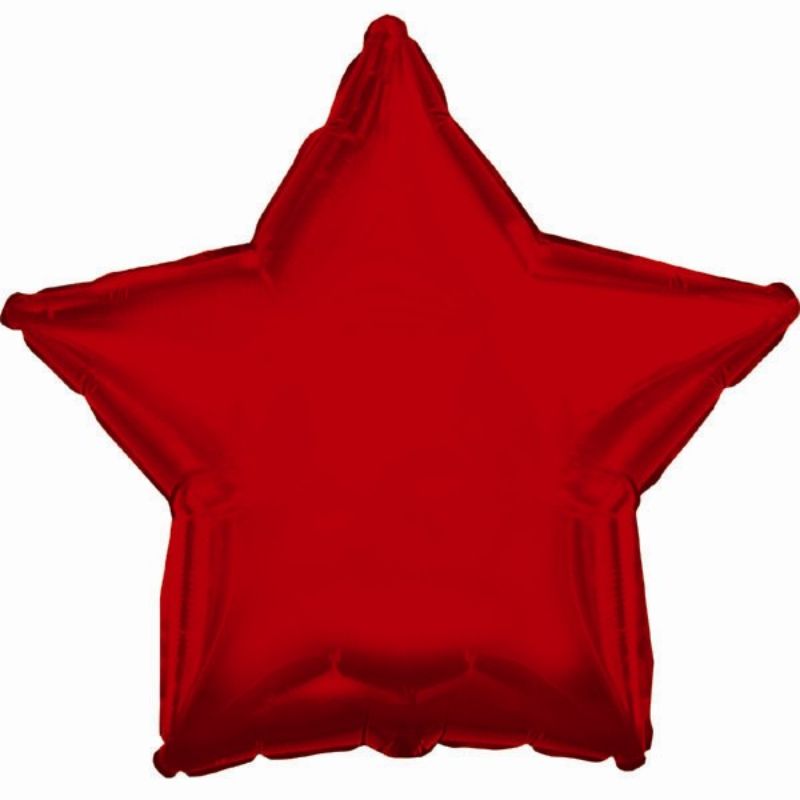 Vibrant 9-inch red star balloon, air-filled, perfect for festive celebrations with included cup and stick for easy display.