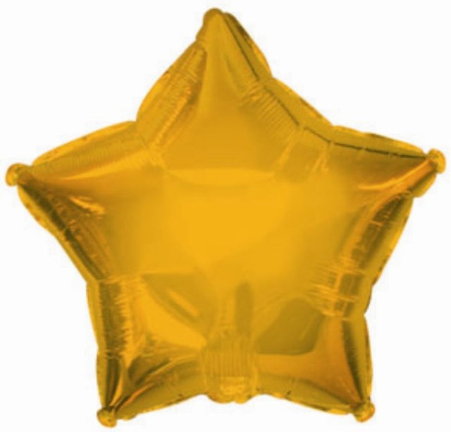 9-inch gold star balloon, air-filled for durability, ideal for elegant party decor and celebrations. Cup and stick included.