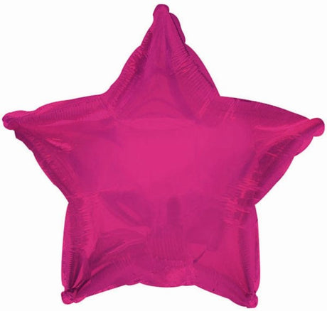 Hot pink 9-inch star balloon with cup and stick, perfect for festive celebrations and party decor.