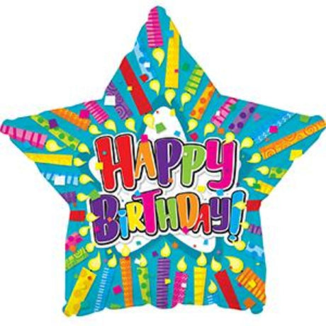 Vibrant 9-inch air-filled balloon featuring colorful birthday candles, perfect for adding festive cheer to any birthday celebration.
