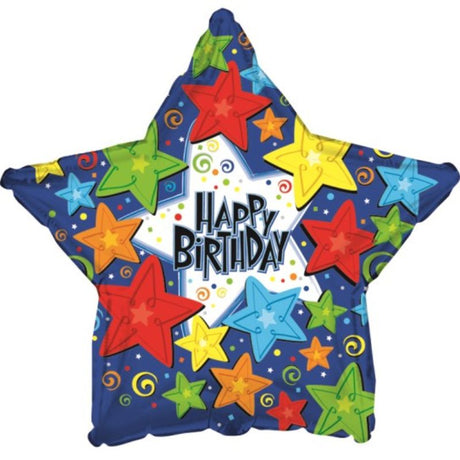 Vibrant 9-inch star-shaped air-filled balloon, perfect for birthday celebrations and photo ops.