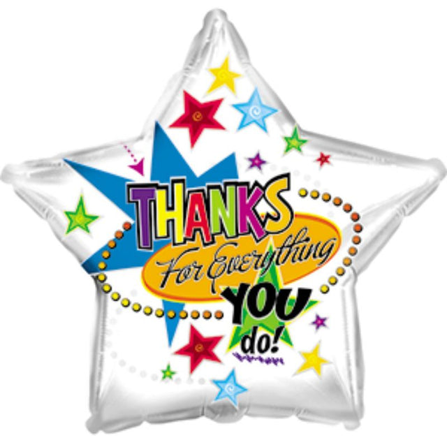 9-inch air-filled balloon with 'Thanks For Everything You Do' message, perfect for expressing gratitude.