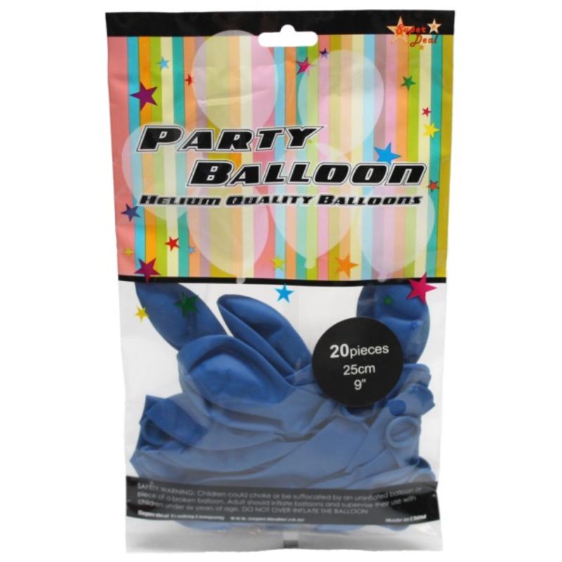 Pack of 20 dark blue 25cm balloons, perfect for elegant celebrations and various events like birthdays and weddings.