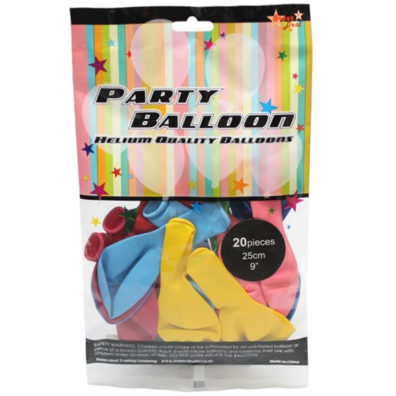 Vibrant 25cm mixed color latex balloons, perfect for parties, weddings, and festive celebrations, pack of 20.