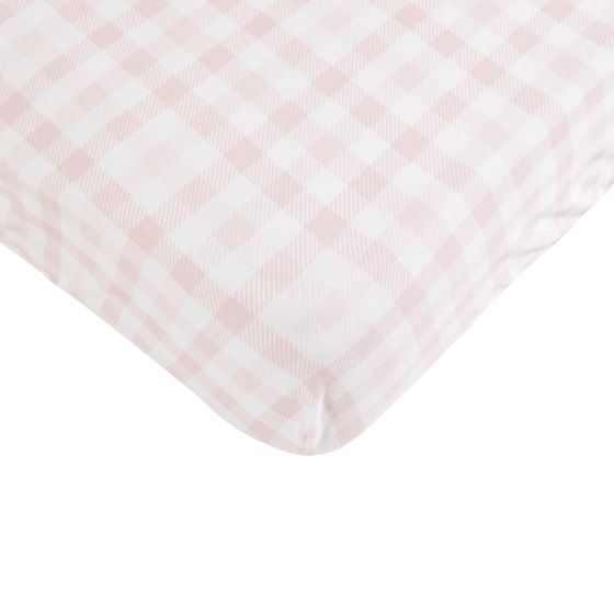 Waterproof Jersey Fitted Cot Sheet - Gingham Pink - All4Ella