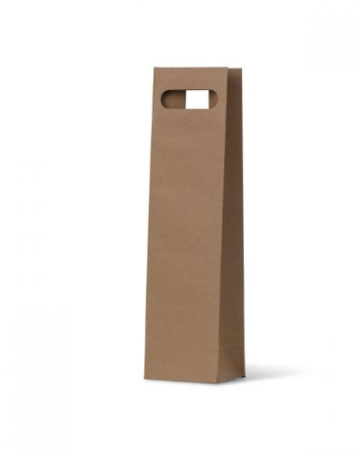 Paper Bag Brown Kraft Die Cut Single Wine Bag - (100 Bags) 42 x 11cm