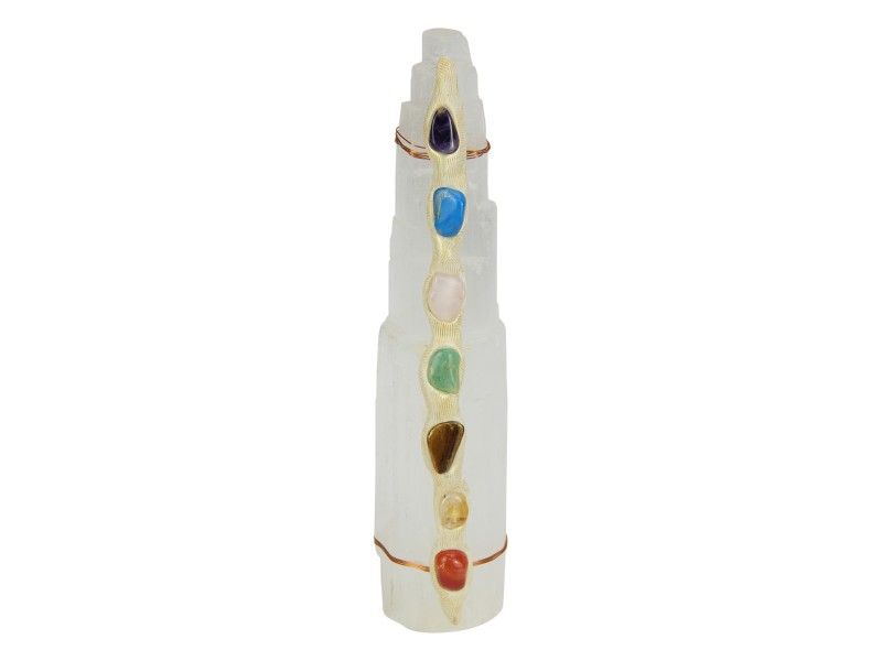 Selenite Tower - Chakra (25cm)