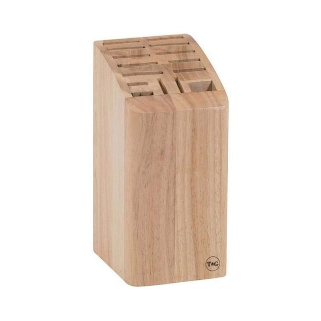 Hevea wood knife block (26.5cm) for 12 knives, cleaver, and scissors, blending elegance and functionality for your kitchen.