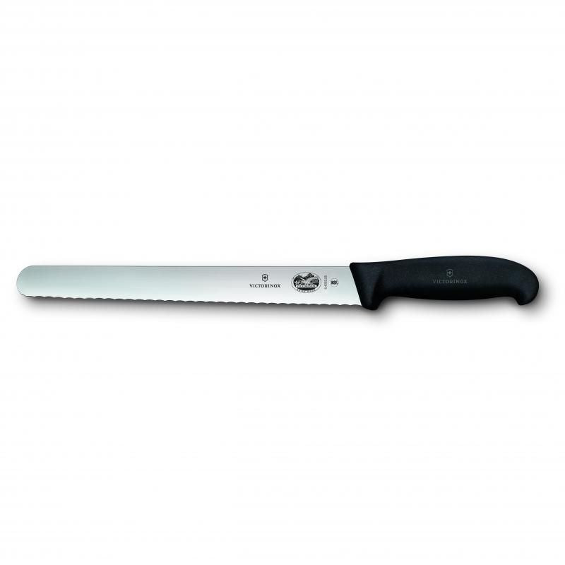 Victorinox Fibrox Slicing Knife, 25cm Round Wavy Edge | Black
