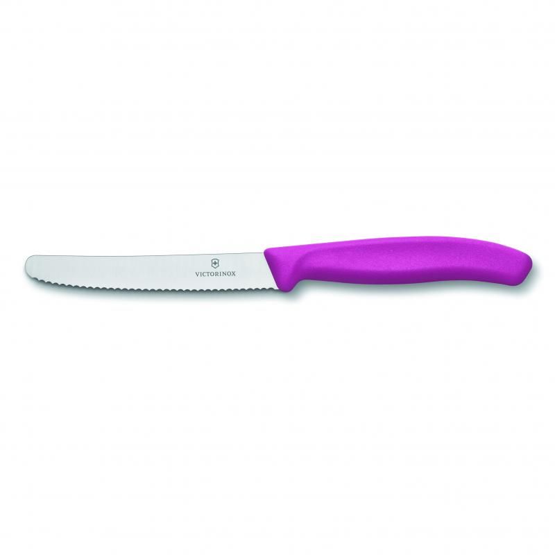 Victorinox Steak & Tomato Knife, 11cm Round Tip, Wavy Edge, Classic,