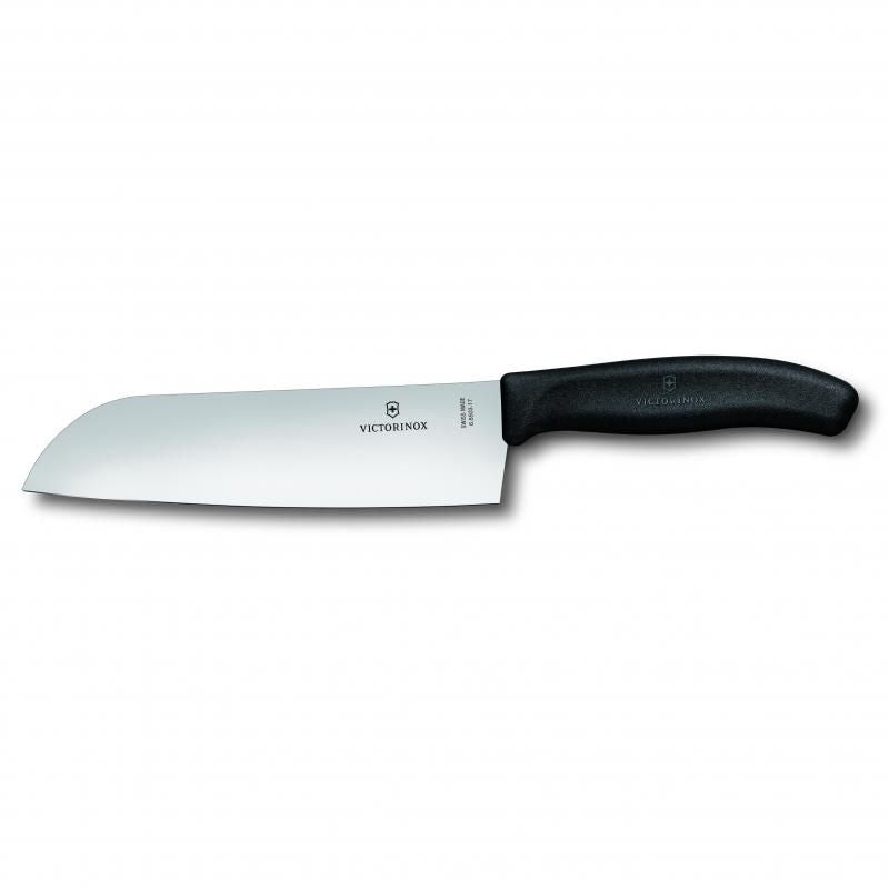 Victorinox Santoku Knife, 17cm, Wide Blade, Classic, Black, Gift Boxed