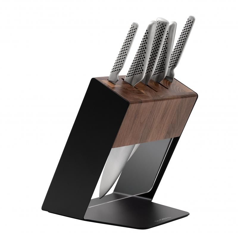 Global Katana 6 Piece Knife Block | Walnut