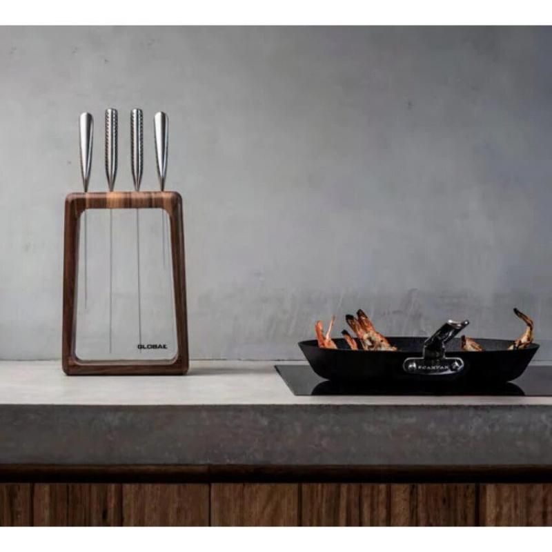 Global Hashira 5 Piece Knife Block | Walnut