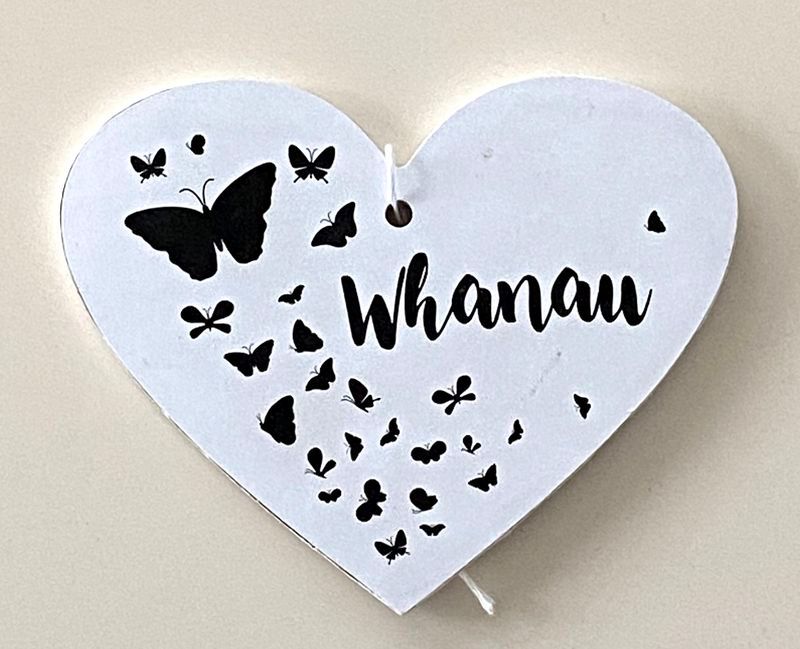 Wall Art - MDF Heart Whanau 12cm (Set of 12)