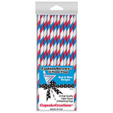 CUP CAKE CREATION 7016 19CM STRWS RED/BLU STRP C/CAKE 24PC