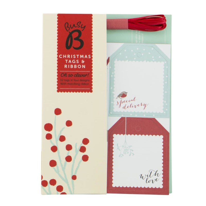 BUSY B CHRISTMAS TAGS & RIBBON