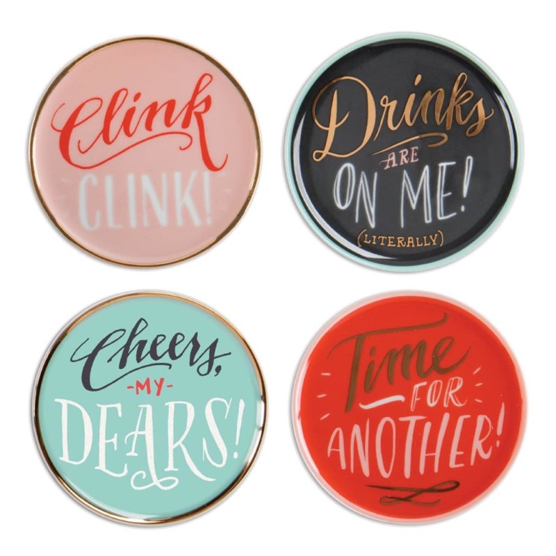 PORCELAIN COASTER LADYFINGERS LETERPRESS